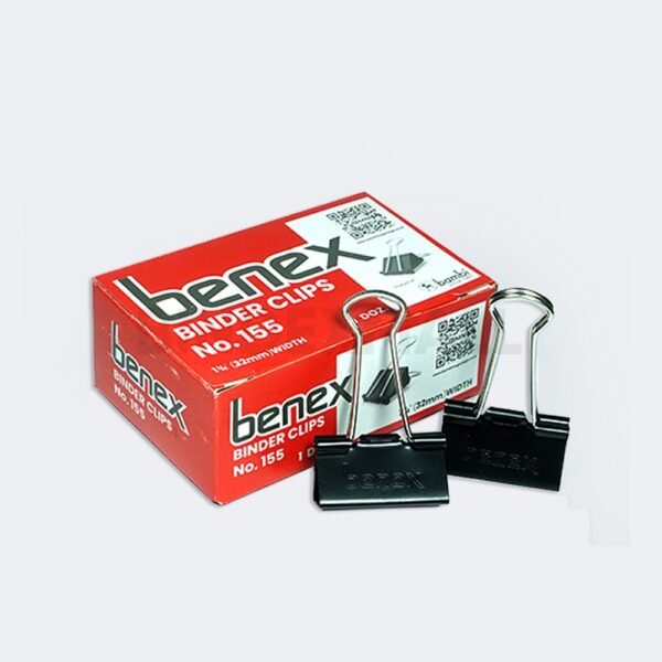 Klip penjepit Benex 32mm no 155 binder clip jumbo isi 12 pcs kapasitas 80 lembar original