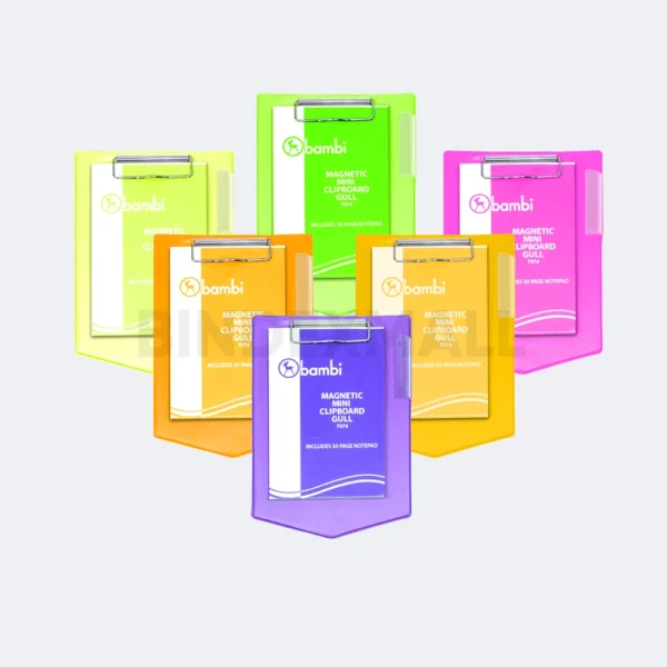 Clipboard magnetic mini Bambi Gull dengan magnet dan notes 5 pilihan warna fluoro original
