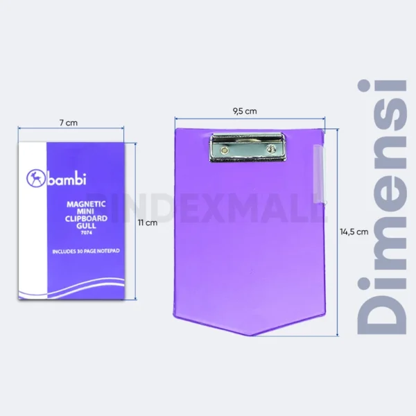 Dimensi Clipboard magnetic mini Bambi