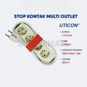Bambi Colokan Kabel Stop Kontak 4 Lubang Kabel 3 Meter Merk Uticon Original