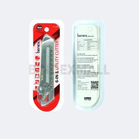 Cutter Full Metal Benex 6 in 1 Multifungsi 18mm Original Stainless Steel