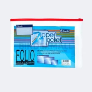 Bambi Organizer Map Dokumen Folio Zipper Pocket Tipe PVC Transparent Original