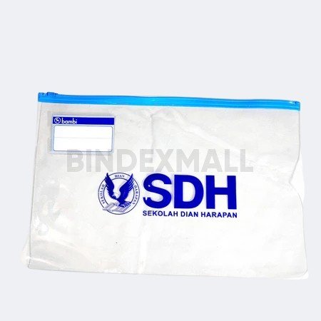 Document pocket custom logo folio dengan zipper bambi original untuk branding perusahaan