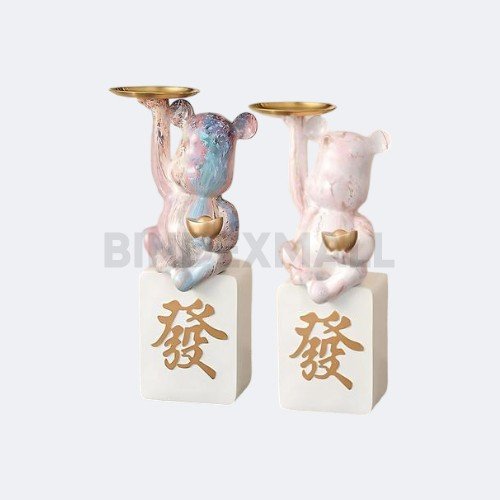 Hancraft Dekorasi Figur Lucky Bear Tray Room Decoration