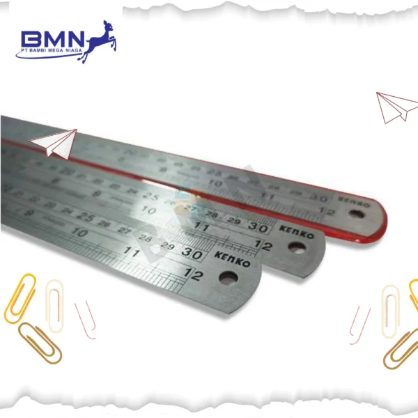Penggaris besi Kenko 30cm stainless steel original presisi tinggi