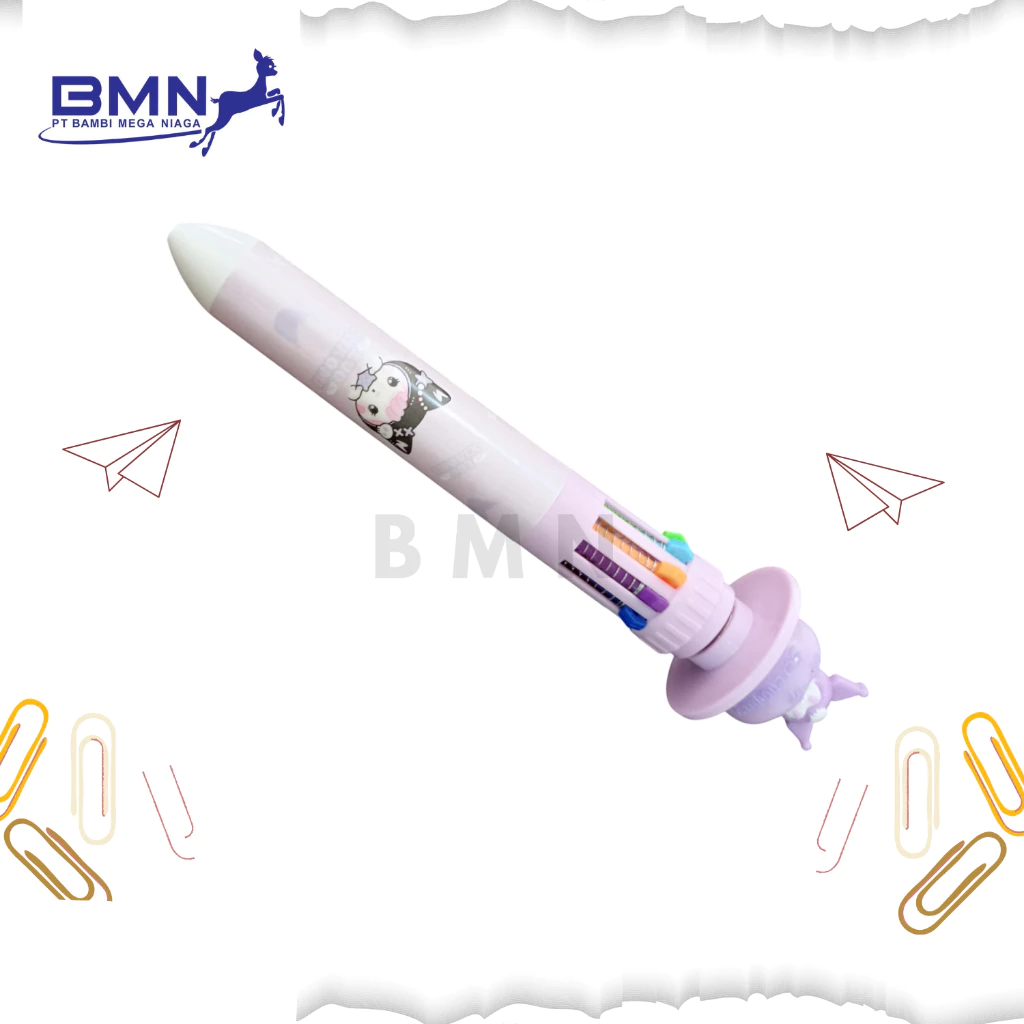 Lou Xiaomi Gelpen 10 Warna 1 pulpen 10 warna kuromi gelpen mekanis lou xiaomi varian pink