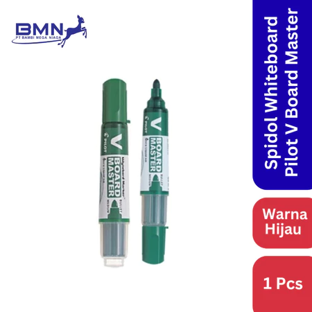 Spidol Whiteboard Pilot V Board Master Hijau dengan desain ergonomis dan tinta cair berkualitas tinggi