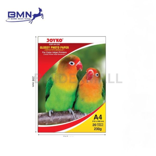 Kertas foto A4 glossy Joyko 230gsm untuk printer inkjet hasil cetak tajam dan tahan air