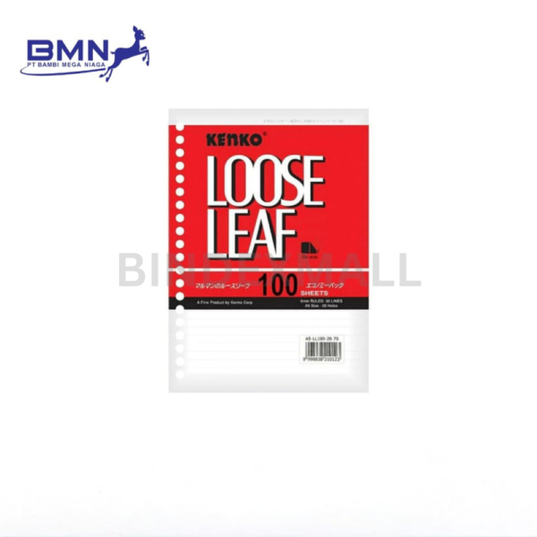 Kenko loose leaf A5 isi 100 lembar kertas binder halus tidak mudah tembus tinta untuk catatan sekolah kuliah dan kerja