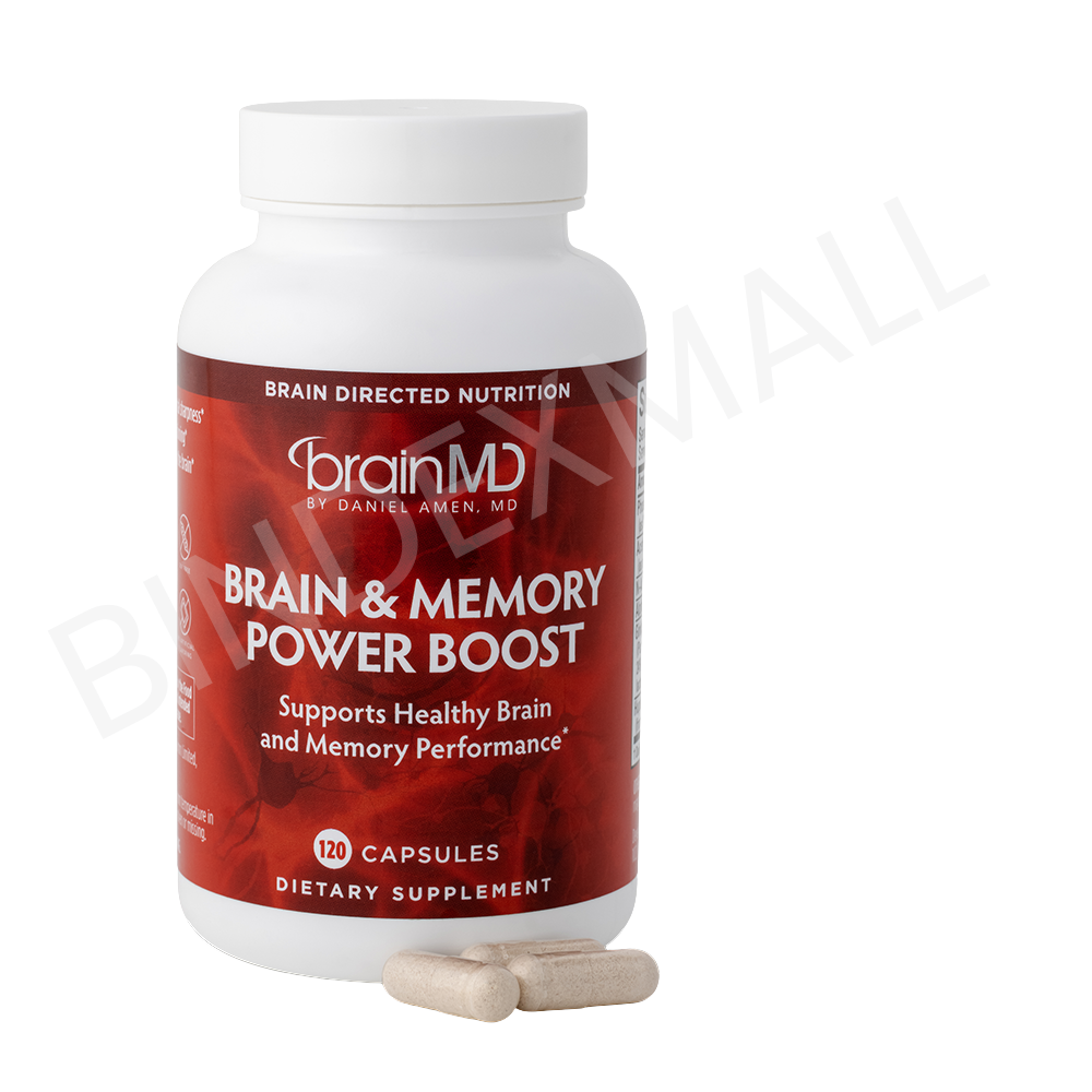 1 Suplemen otak BrainMD Brain Memory Power Boost botol 120 kapsul untuk meningkatkan memori dan fokus mental