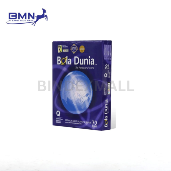 Kertas HVS Quarto Bola Dunia 70gsm 1 rim 500 lembar ekonomis untuk fotokopi dan dokumen harian