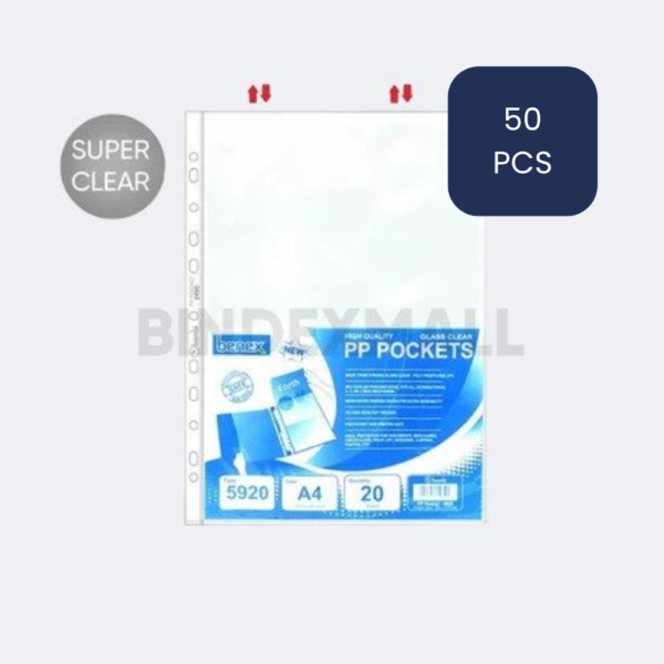 Bindex Sheet Protector A4 0.055 mic Super Clear multi holes 50 sets isi 1000 lembar