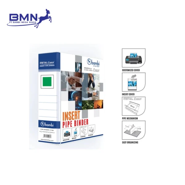 Pipe Binder A4 Bambi 50mm dengan full spine label 4 warna untuk arsip dokumen kantor dan mahasiswa