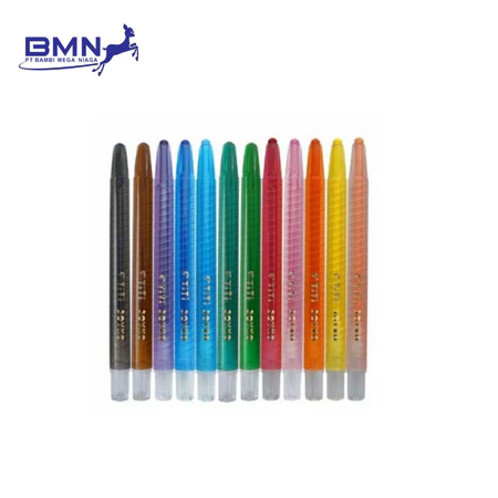 Crayon Titi Twist 12 warna model twist tanpa raut untuk anak dengan warna cerah