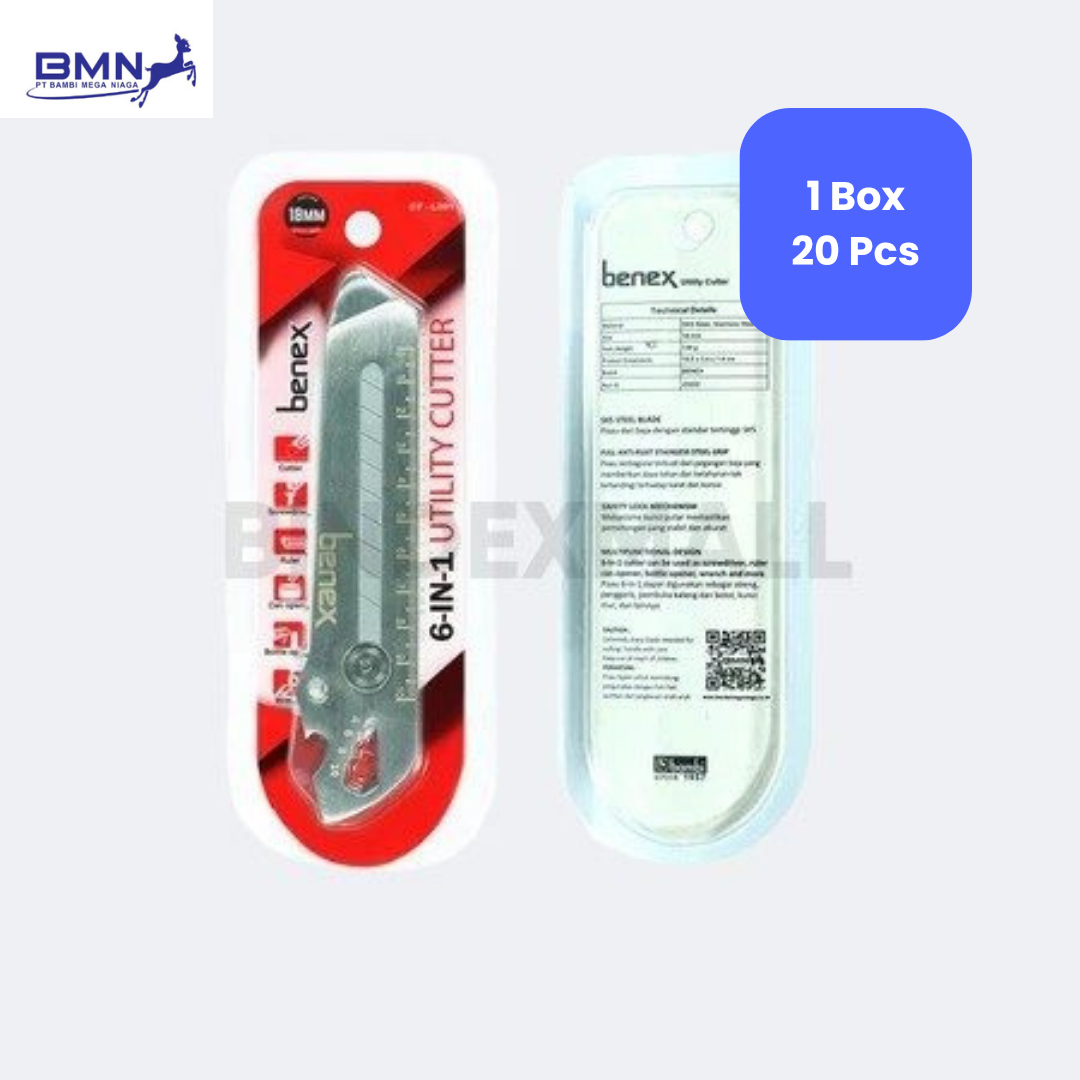 Cutter Full Metal Benex 1 Cutter Full Metal Benex 6 in 1 Multifungsi 18mm Original Stainless Steel