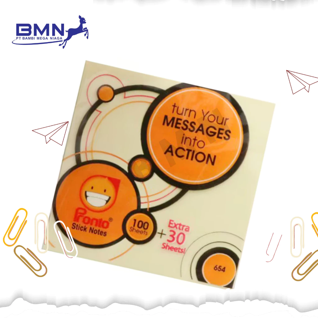 Pronto Sticky Notes 100 Lembar 35 mm x 48 mm 1 Sticky notes Pronto 100 lembar original memo tempel warna cerah untuk kantor dan sekolah