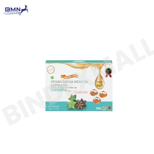 Kotak [ARK+] Vegan Sacha Inchi Oil Capsules isi 60 kapsul nabati kaya omega 3-6-9