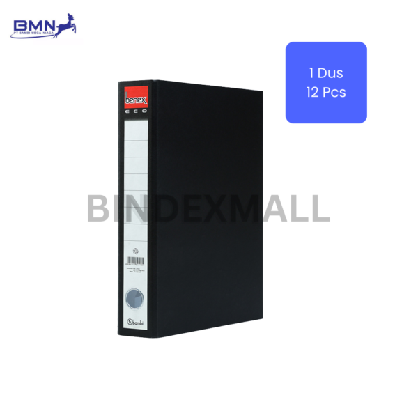 Ordner folio Benex Eco 50mm Blue Cyber dengan lubang finger ring dan label sablon untuk penyimpanan dokumen kantor ramah lingkungan