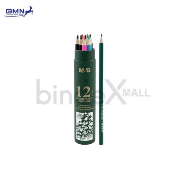 Pensil warna anak M&G Hexagon set 12 warna non toxic dalam kemasan tabung praktis