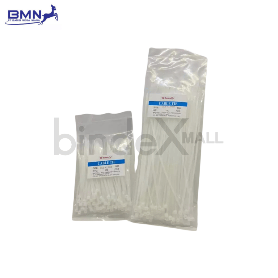 101 Butterfly cable ties putih kabel tis multifungsi isi 100 pcs untuk mengikat kabel