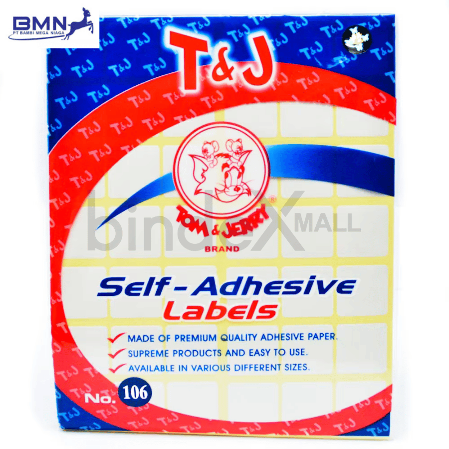 106 Label stiker self adhesive Tom Jerry nomor 106 ukuran 25x25mm persegi untuk label branding dan logo produk
