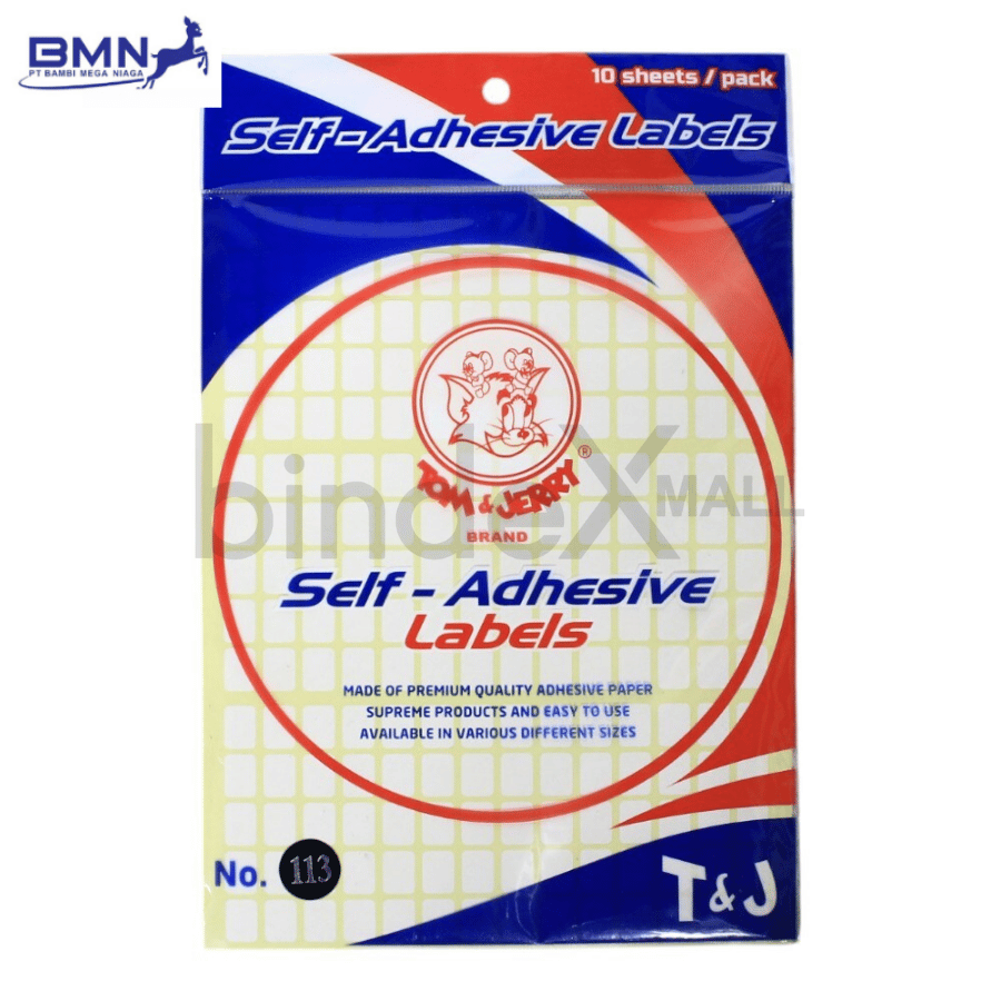 113 Label stiker self adhesive Tom Jerry nomor 113 ukuran 9x12mm untuk label kode serial dan marking presisi