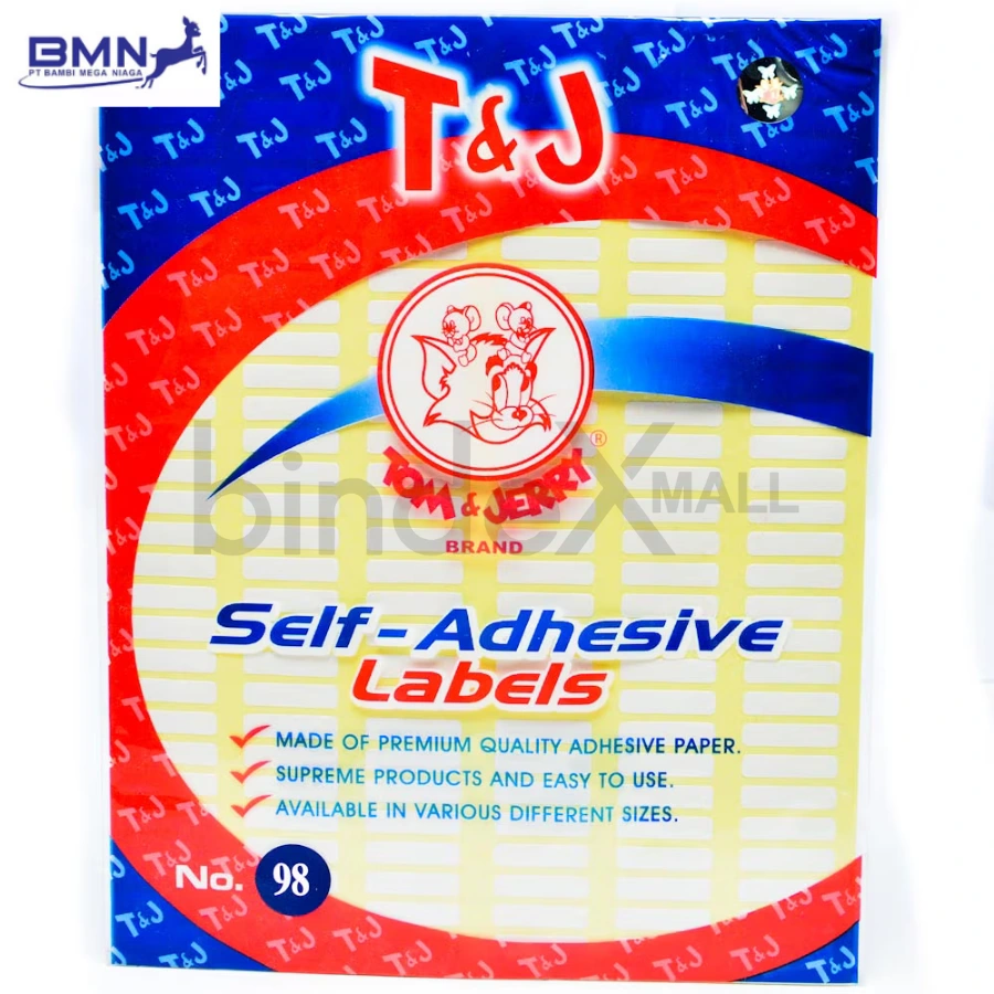 98 Label stiker self adhesive Tom Jerry nomor 98 ukuran 5x21mm untuk label kode dan marking detail