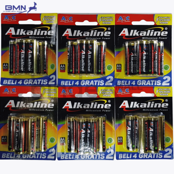 Baterai AA ABC Alkaline isi 6 pcs 1.5 volt anti bocor tahan lama untuk remote jam dan senter
