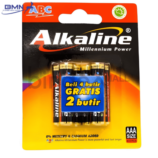 Baterai AAA ABC Alkaline isi 6 pcs 1.5 volt anti bocor tahan lama untuk remote mouse dan senter