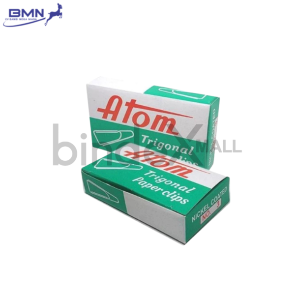 Atom Paper Clip No.3 Penjepit Kertas Logam Anti Karat Silver Isi 100 Pcs