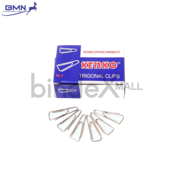 Kenko Trigonal Clip No.3 Binder Clip Besi Anti Karat Hitam Isi 12 Pcs