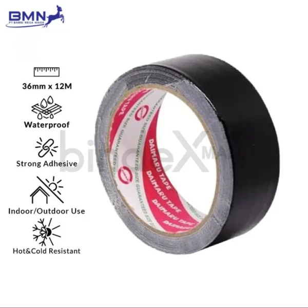Lakban hitam Daimaru 1.5 inch cloth tape kain berkualitas untuk packing dan perbaikan
