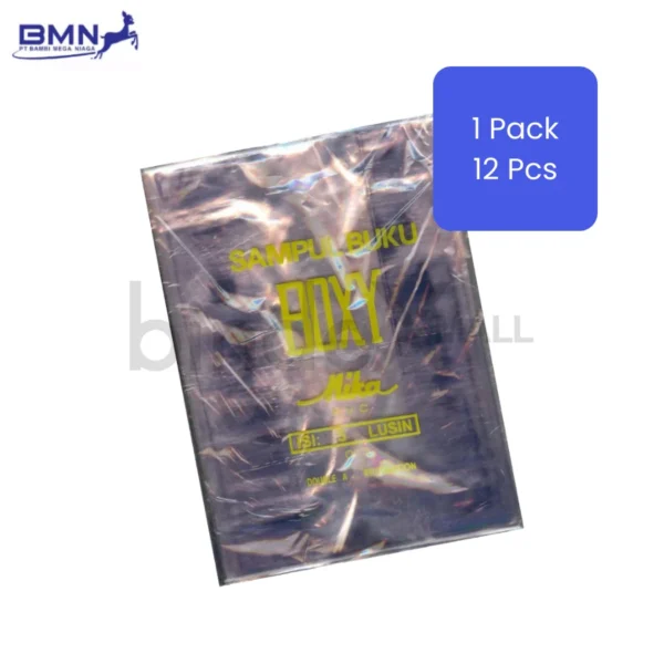 Sampul buku plastik Boxy transparan paket grosir isi 12 pcs anti sobek untuk pelindung buku pelajaran