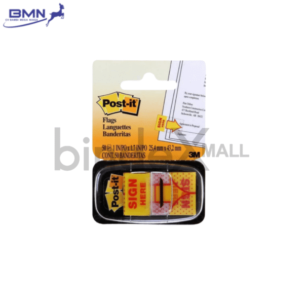 3M Post-It Sign Here sticky note penanda tanda tangan dokumen 50 lembar untuk kantor administrasi dan notaris