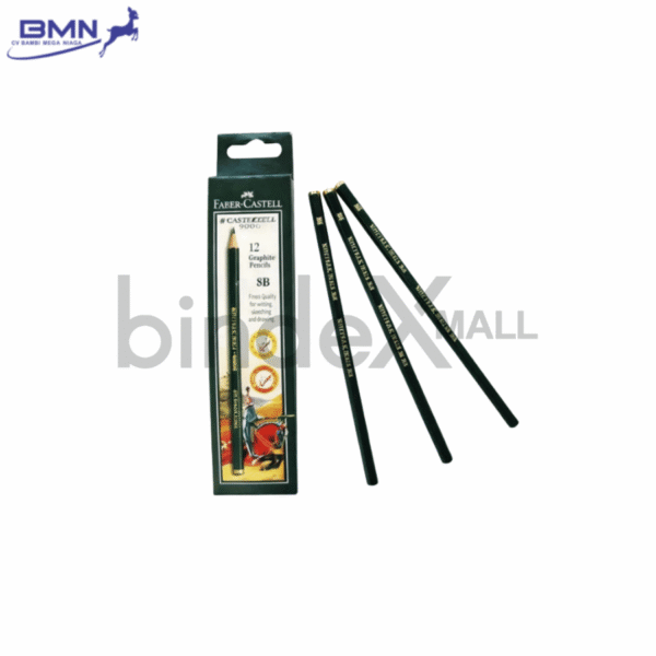 Faber Castell pensil 8B isi 12 pcs grafit premium hitam pekat untuk sketsa shading dan ilustrasi seni