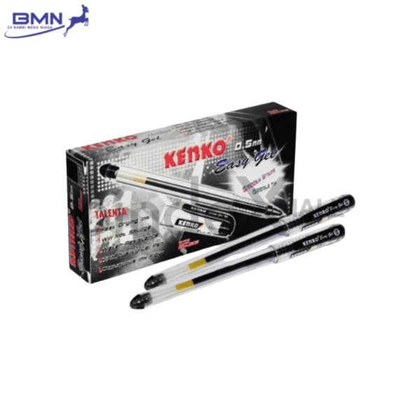 Kenko Easy Gel Pen hitam tinta gel pekat 0.5mm cepat kering lancar untuk sekolah dan kantor