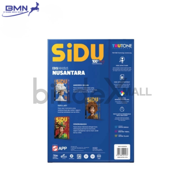 SIDU Kertas HVS F4 75 GSM 1 rim 500 lembar putih cerah anti macet kualitas stabil untuk print fotokopi dan administrasi kantor