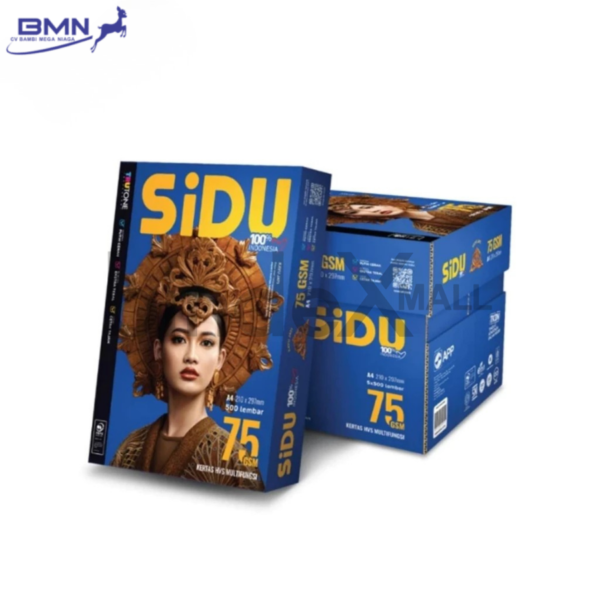 SIDU Kertas HVS F4 75 GSM 1 rim 500 lembar putih cerah anti macet kualitas stabil untuk print fotokopi dan administrasi kantor