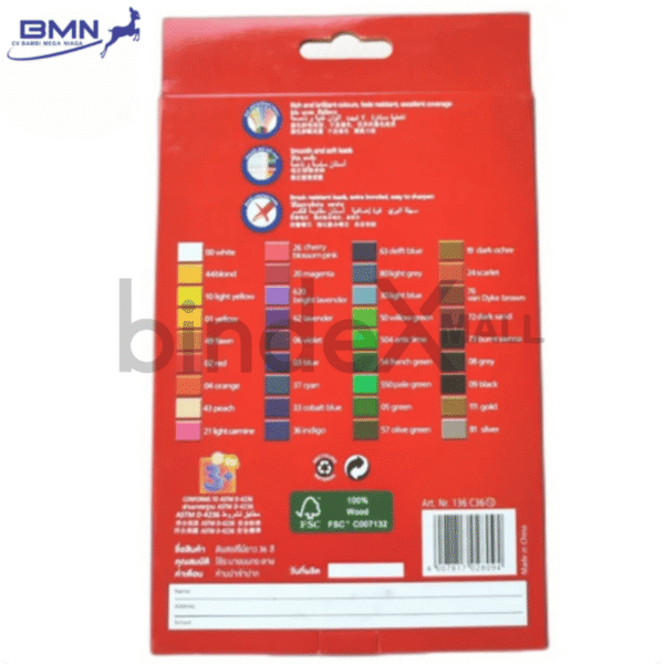 Staedtler Luna pensil warna isi 36 warna cerah dalam box