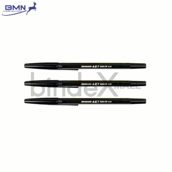 Pulpen Standard AE7 hitam 1 pcs Alfa Tip 0.5mm tinta lancar merek bolpen nomor satu Indonesia garansi macet