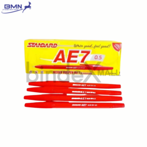 Pulpen Standard AE7 merah 1 pcs Alfa Tip 0.5mm tinta lancar merek bolpen nomor satu Indonesia garansi macet