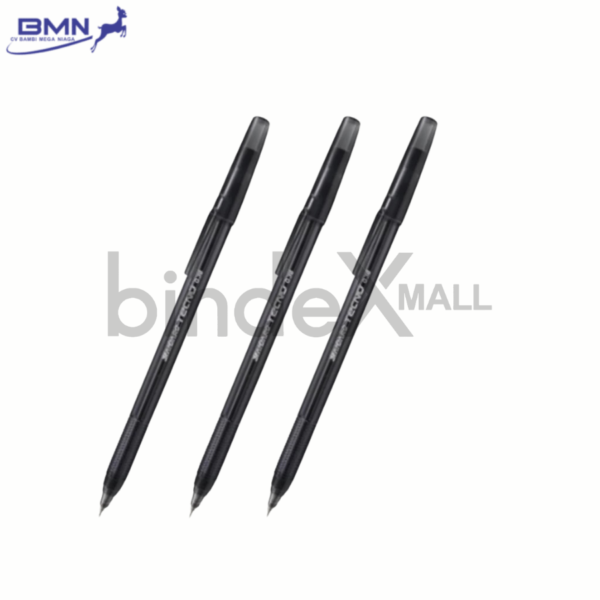 Pulpen Standard Tecno hitam 1 pcs tinta hitam pekat lancar halus desain ringan nyaman untuk sekolah dan kantor