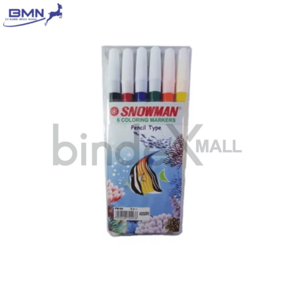 Spidol Snowman PW-6A 6 Coloring Markers Pencil Type set warna hitam merah biru hijau orange kuning untuk mewarnai dan sekolah